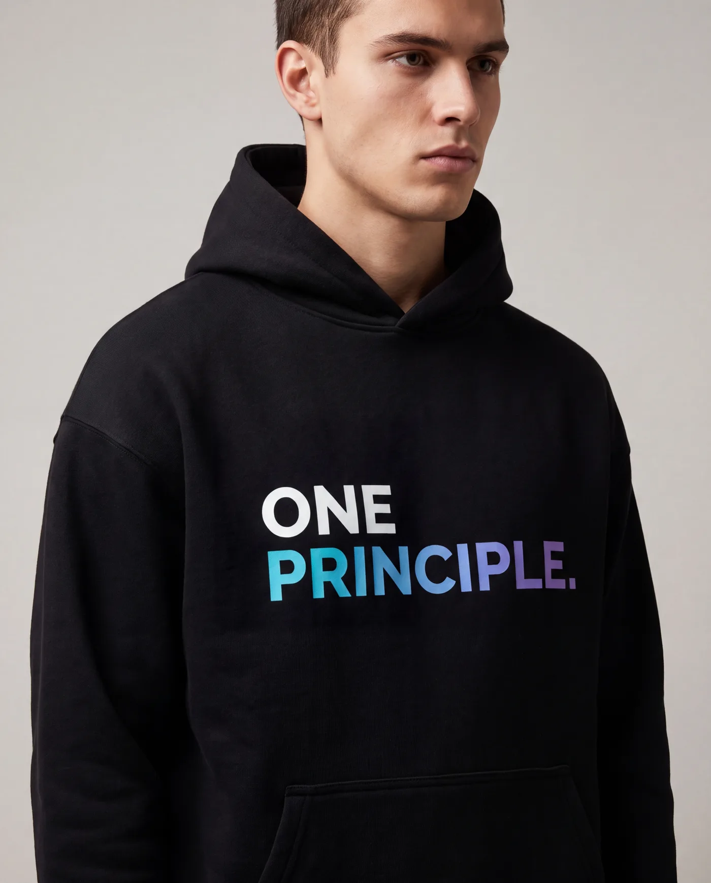 One Principle Hoodie Man Bestehende KI-Konzeptansicht. Kein reales Produktfoto und keine Materialzusage.