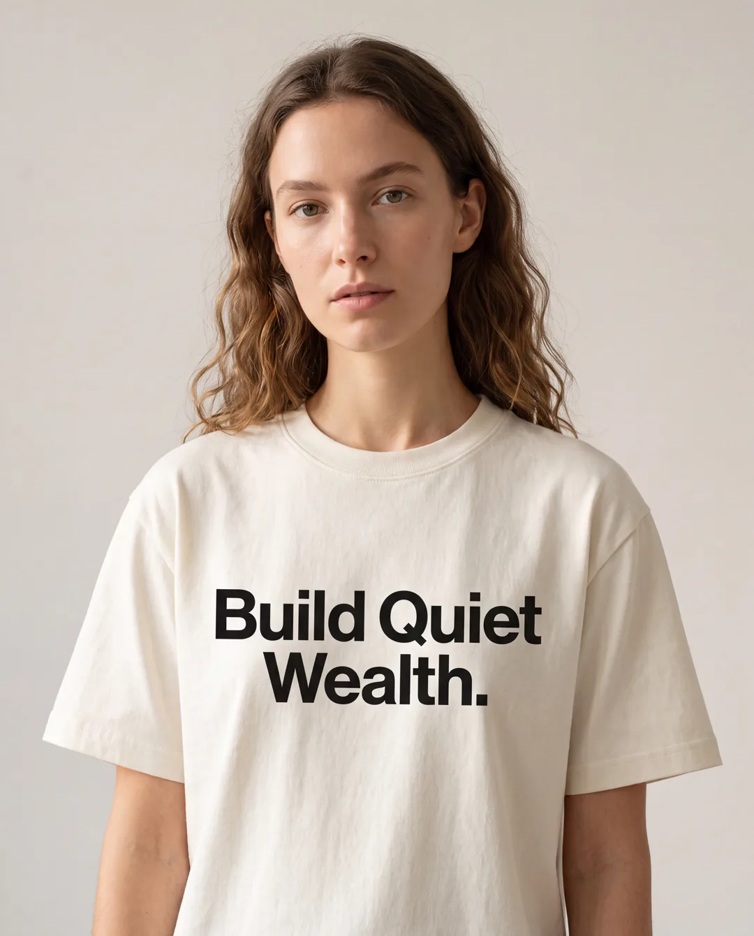 Build Quiet Wealth Tee Bestehende KI-Konzeptansicht. Kein reales Produktfoto und keine Materialzusage.